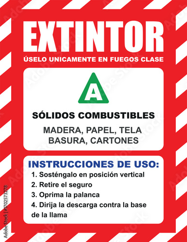 Rótulo para imprimir extintor fuego clase