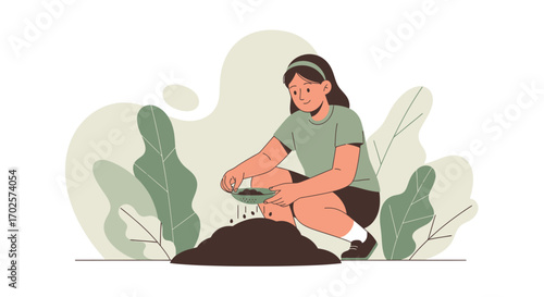 Planting Seeds In The Earth: A Woman Cultivating New Life For A Green Future