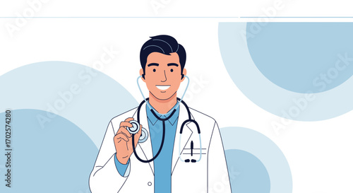 Smiling Healthcare Professional Holding Stethoscope, Ready For Medical Examination