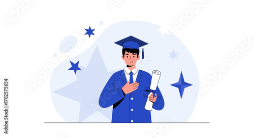 Proud Graduate Holding Diploma Celebrating Academic Achievement With Joy And Honor