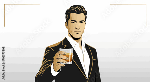Sophisticated Gentleman Holding Whisky: A Toast to Success and Refinement in Style