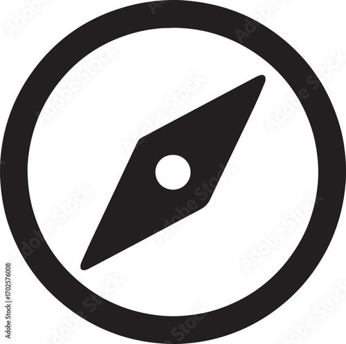 Silhouette compass icon vector isolated design for navigation, direction, travel, and graphic use