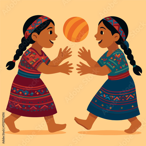 Indigenous Guatemalan Girls Playing