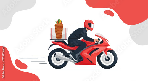 Speedy Restaurant Delivery: Motorbike Transporting Fresh Shawarma With Style
