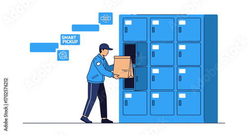 Streamlined Package Delivery System Featuring Smart Pickup And Secure Locker Storage