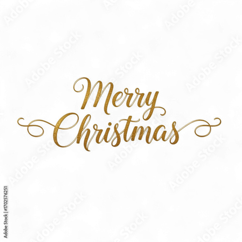 Golden merry christmas text isolated on transparent background