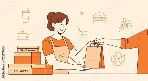 Restaurant Takeaway Delivery Service Offering Food with Friendly Customer Interaction