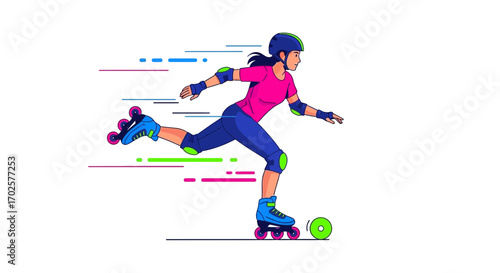 Roller Skating Adventure: Capturing Energy and Motion in Vibrant Vector Illustration