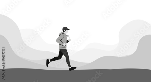 Runner Embracing Fitness And The Outdoors With Dynamic Motion And Silhouette