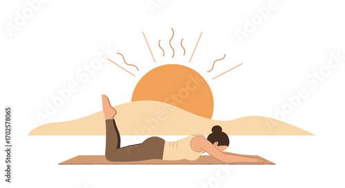 Sunrise Yoga Pose Depicting Exercise Routine For Inner Calm And Well-being