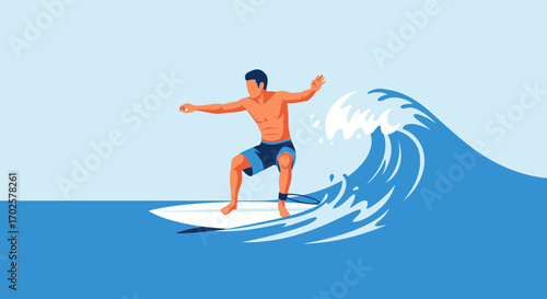 Surfer Riding Cresting Wave: Capturing Ocean Thrill And Outdoor Sporting Fun
