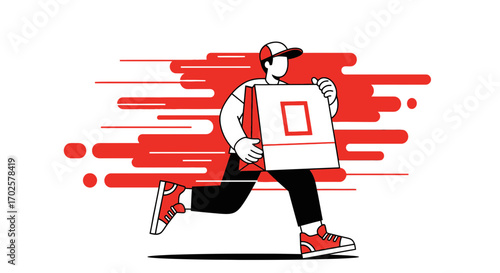 Swift Courier Delivering Package Icon Concept Representing Speed and Efficiency in Delivery Service