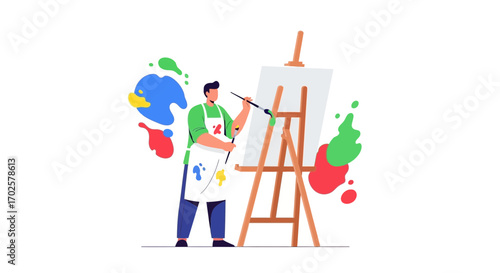 Talented Artist Crafting A Modern Artwork In A Relaxed Studio Environment