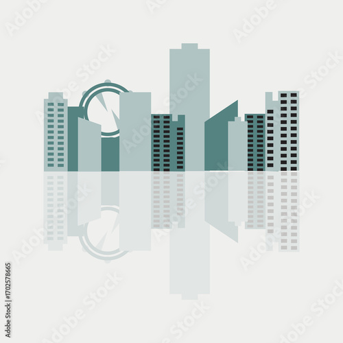 Silhouette skyline logo design illustration