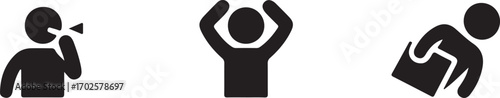 Collection of Silhouetted Figures Depicting Various Human Actions and Expressions