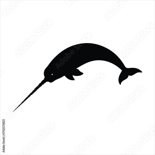 Majestic narwhal silhouette ocean unicorn marine mammal arctic wildlife sea creature