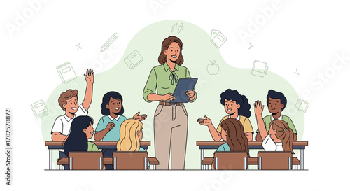 Teacher Engaging Students in Lively Academic Sessions in Classroom Environment