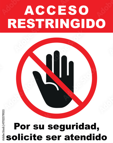 Cartel para imprimir acceso restringido seguridad
