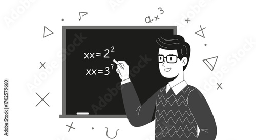 Teacher Instructing Mathematical Principles and Theories in a Simplified Education Environment