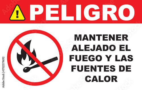 Rotulo para imprimir peligro mantener alejado del fuego.