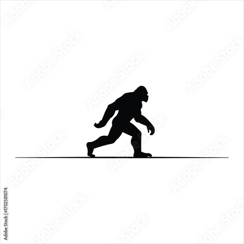 Mysterious bigfoot silhouette walking across open ground mysterious creature folklore legend
