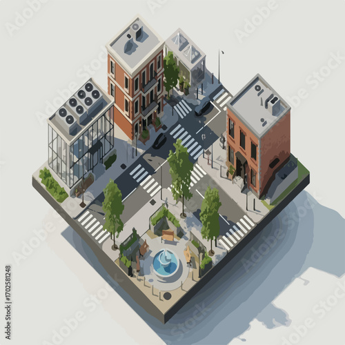 isometric view of a city
