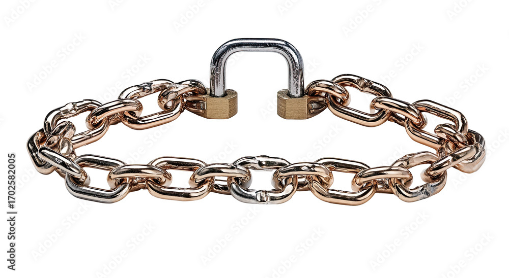 Obraz premium Metal chain with lock, closed loop