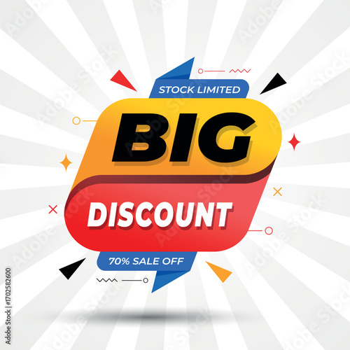 Big discount sale banner design with 70% discount