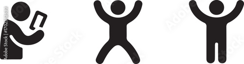 Diverse human icons showcasing various activities communication, exercise, and celebration.