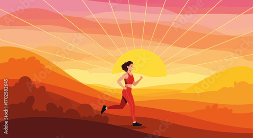 Woman Running Outdoors During Sunset, Achieving Personal Wellness and Fitness Goals