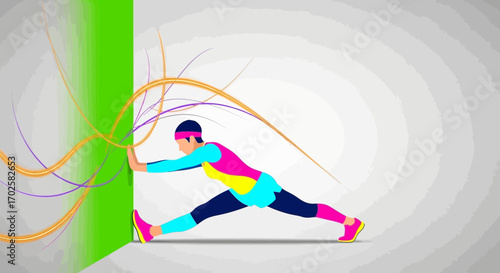 Vibrant Abstract Illustration Depicting Aerobics And Dynamic Movement With Light Trails