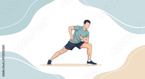 Visual Representation Of Exercise With A Figure Performing A Stretching Movement