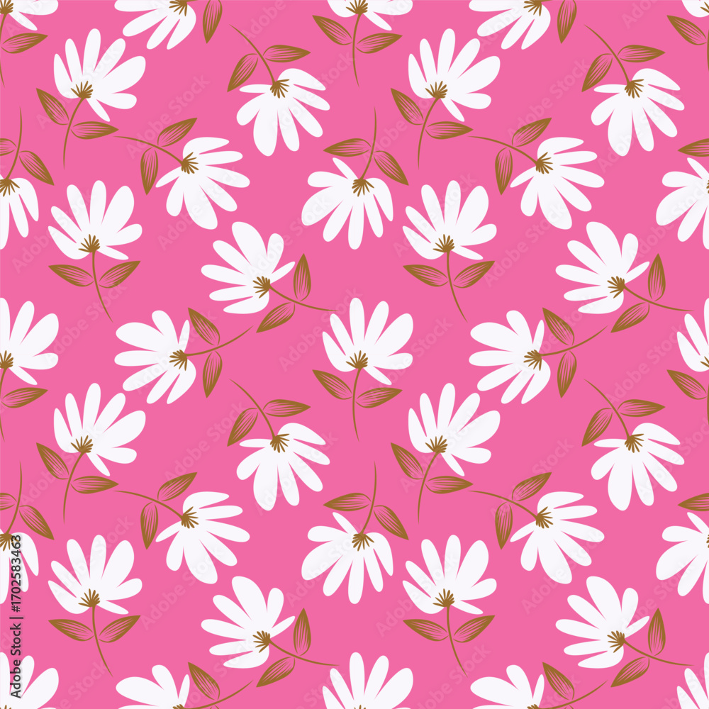 Fototapeta premium Seamless flowers pattern. Hand draw abstract pattern 