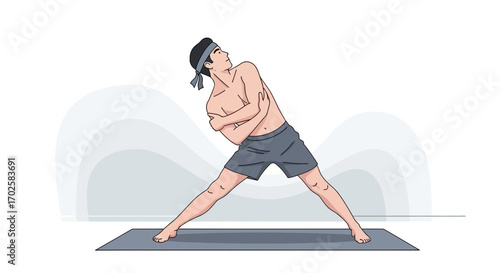 Yoga Pose Illustration Depicting A Man Stretching During A Workout Session