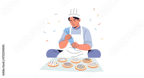 Young Baker Crafting Delightful Cookies: A Sweet Culinary Creation for Desserts