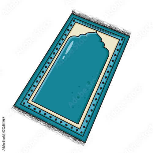 Islamic Prayer Mat Or Prayer Rug Isolated On White Background, Vector Illustration