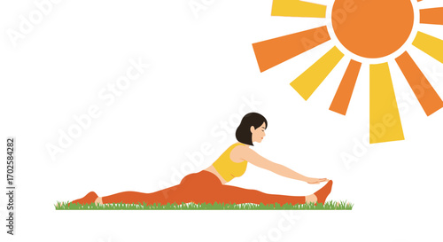 Woman Doing Yoga Poses Under The Vibrant Sunlight For Peace And Relaxation