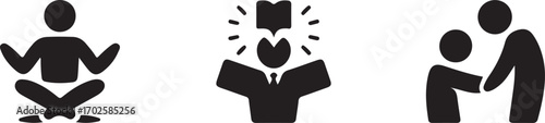 Icons for personal and professional development, from mindfulness and learning to business mentorship.