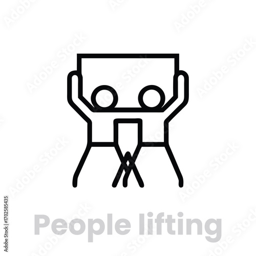 People lifting icon isolated on white background represents teamwork, support, and collective effort, symbolizing the power of unity and collaboration