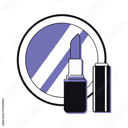 Vector art of lipstick and mirror