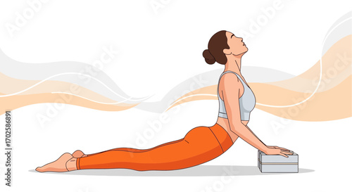 Woman Practicing Yoga in Upward-Facing Pose with Support with Clean Background