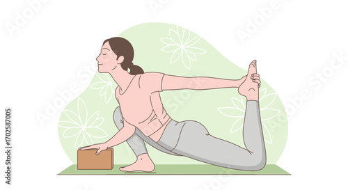 Woman Practicing Yoga Position Focused On Health And Exercise With Beautiful Background