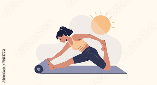 Woman Practicing Yoga Outdoors, Promoting Wellness on a Sunny Day