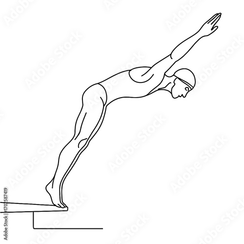 Male athlete diving off a platform into the water with precision  