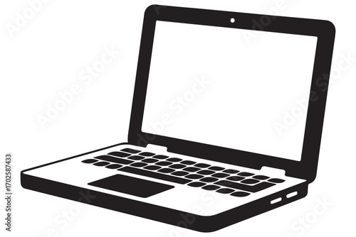 Laptop silhouette icon vector illustration isolated on a white background for technology concepts
