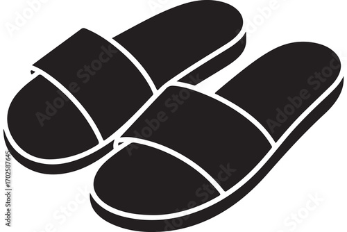 Beach flip flops icon  black silhouette vector
