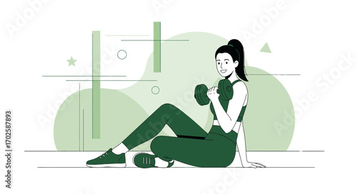 Young woman exercising with dumbbell in a gym setting for fitness and wellness