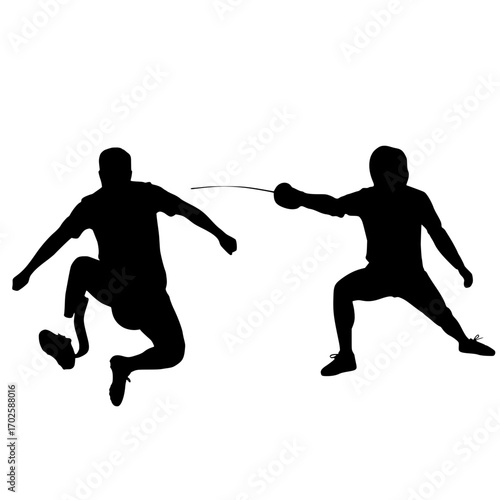 Dynamic fencers clash in intense duel showcasing athleticism and competitive spirit