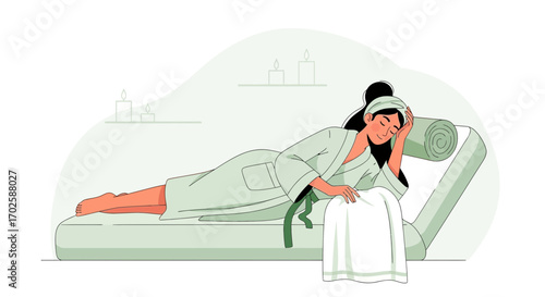 Woman Relaxing In A Spa Setting With Soft Colors and A Peaceful Disposition