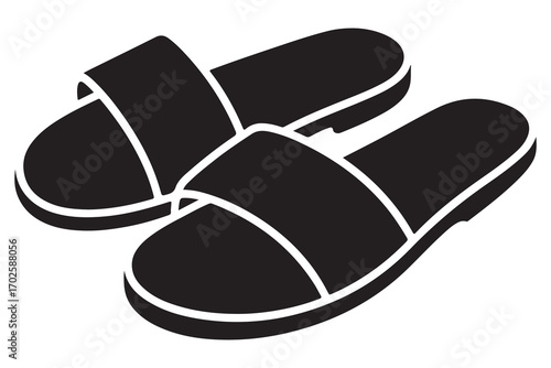 Beach flip flops icon  black silhouette vector
